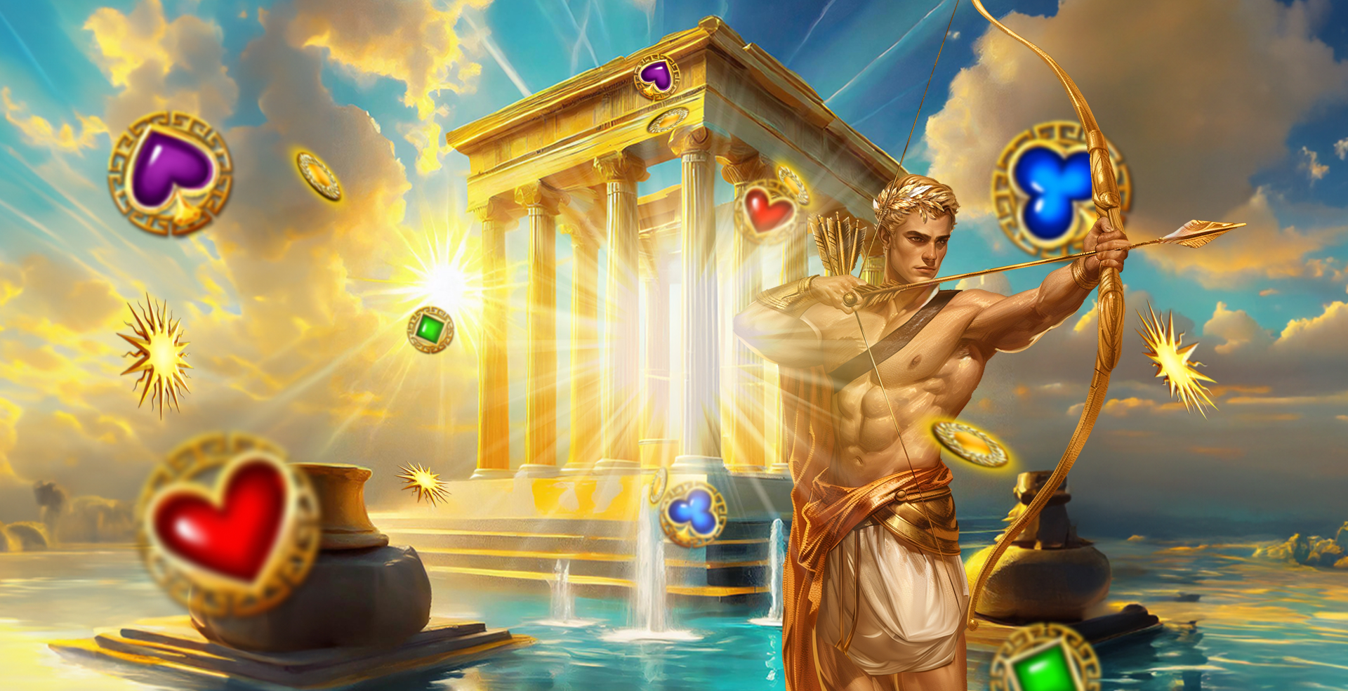 Magnificent Power Apollo slot game greek mythology games god of archery greek god mrq online casino real money bets clouds temple