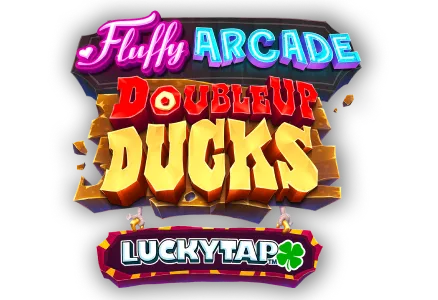 Fluffy Arcade: DoubleUp Ducks LuckyTap slot game eyecon game provider fluffy favourite fairground games arcade games stars MrQ online casino real money bets play slots luckytap shamrock logo