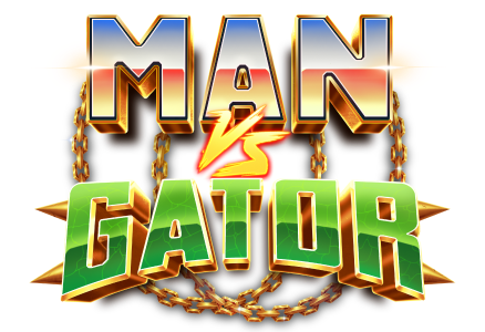 man vs gator slot game elk studios nostalgic games mrq online casino retro florida palm trees crocs tv sets sunset real money bets gold chains logo