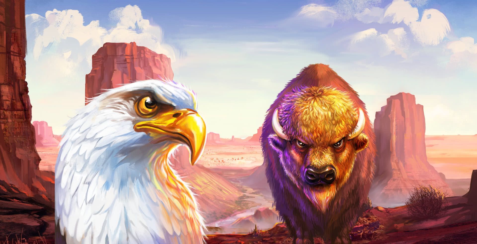 Big Buffalo Megaways slot game buffalo megaways casino slots buffalo graphic Old West games megaways slots real money bets no wagering casino bald eagle