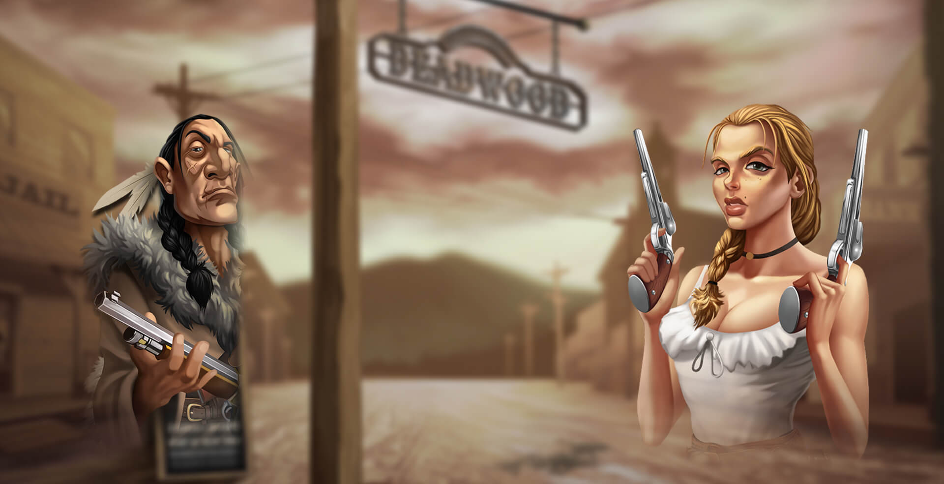 Deadwood slot game bandit games blonde woman graphic deadwood logo old west games woman with gun real money bets no wagering casino