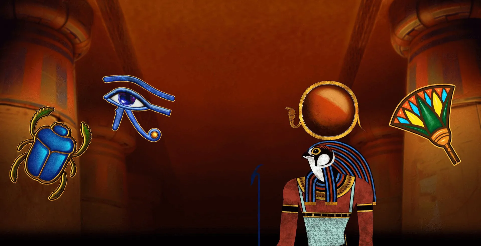 aztec eye of horus megaways slot game ancient Egyptian games online mrq online casino Egyptian temple pillars real money bets big time gaming scarb beetle