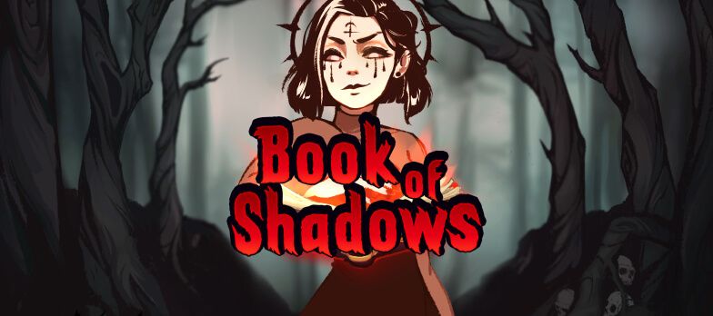 Book of Shadows slot game Halloween games Halloween slots red moon spooky woods creepy trees red lettering vampire games mrq online casino real money bets creepy girl