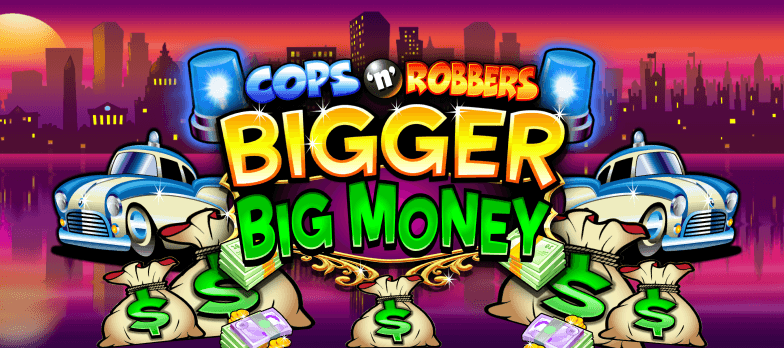 Cops n Robbers slot game siren cop money stacks dollar bills mrq online casino