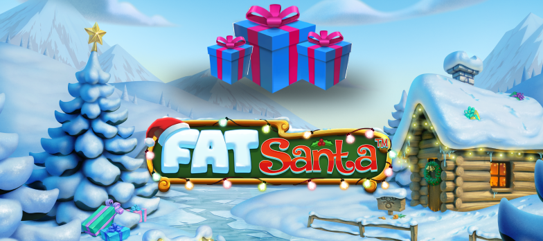 Fat Santa slot game Christmas games Christmas Village Snow Christmas tree Santa games real money bets UK online casino no wagering Christmas presents