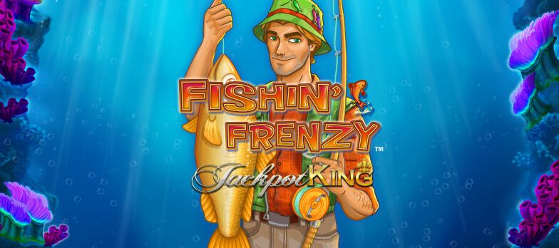 Fishin Frenzy Jackpot King slot game Jackpot games Jackpot King slot series underwater games fishin frenzy slot series fishing games rubber dingy real money bets no wagering online casino fisherman gold fish