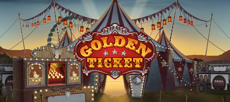 Golden Ticket slot game fairground circus logo field mrq online casino mobile slot real money bets carnival ferris wheel