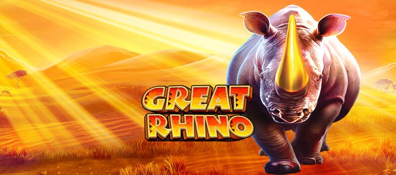 Great Rhino slot game rhino graphics animal themed games MrQ online casino real money bets African gaming