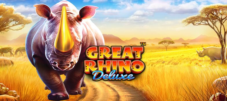 Great Rhino Deluxe slot game rhino graphics animal themed games MrQ online casino real money bets African gaming