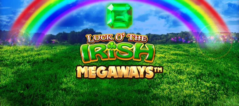 Luck of the Irish Megaways slot game Megaways casino slots Irish slots Irish themed slot games Meadow rainbow graphic MrQ online casino UK real money bets no wagering