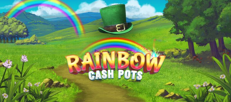 Rainbow Cash Pots slot game rainbow games Rainbow in a field Irish Countryside real money bets best irish slots leprechaun hat