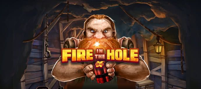 Fire in the Hole slot game Mining Games Quarry cartoon graphic games with a tunnel light at the end of the tunnel mrq online casino real money bets ginger moustache