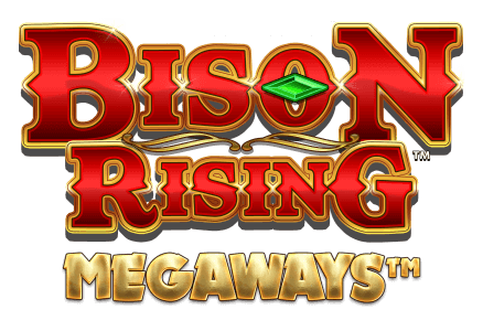 Bison Rising Megaways slot game buffalo image Native American wild themed slots mobile casino online MrQ red and gold logo