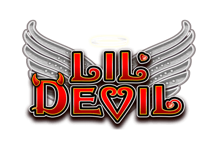 Lil Devil Slot Game angels and devil girl with pink hair angel wings devil games angel gaming MrQ online casino real money bets angel wings logo