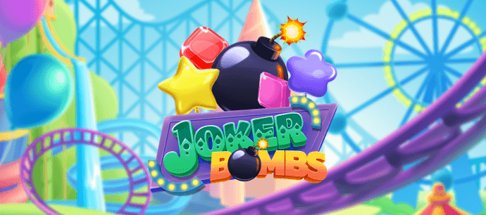 Joker Bombs slot game Joker games Ferris wheel bomb graphic balloons fairground graphic pastel graphics MrQ online casino UK no wagering real money bets high RTP games