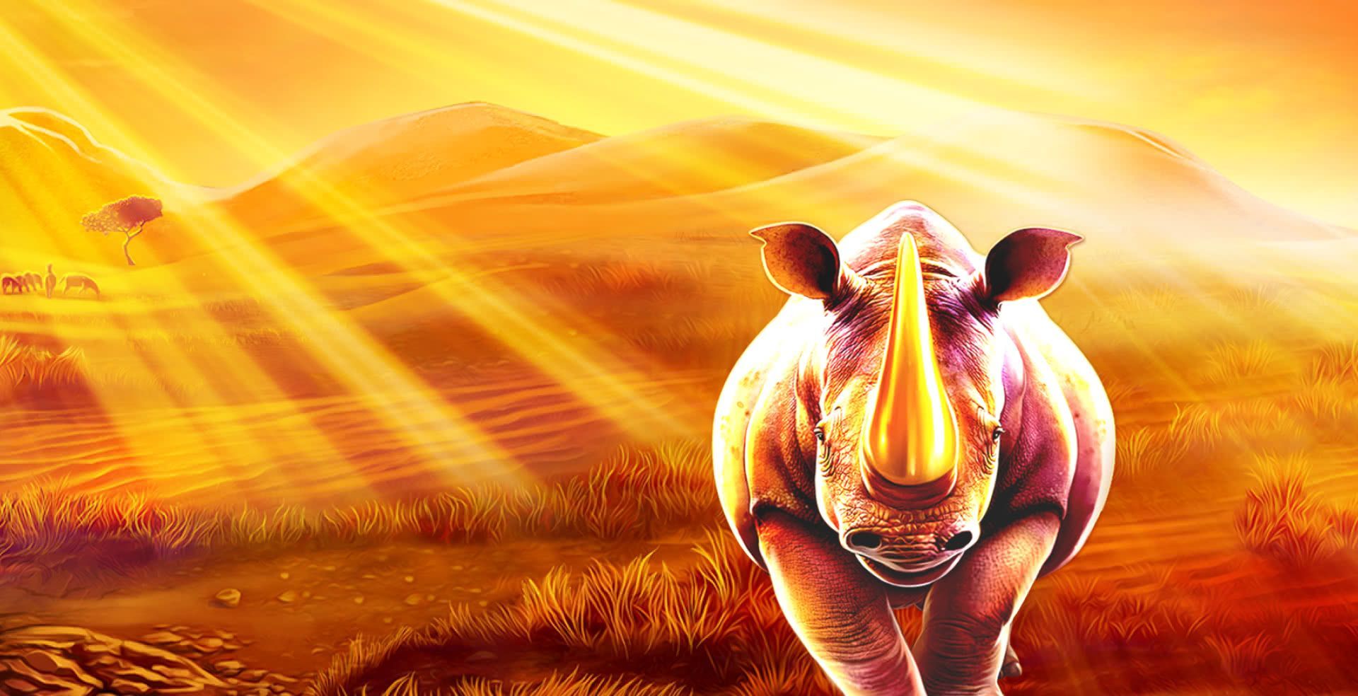 Great Rhino slot game rhino graphics animal themed games MrQ online casino real money bets African gaming