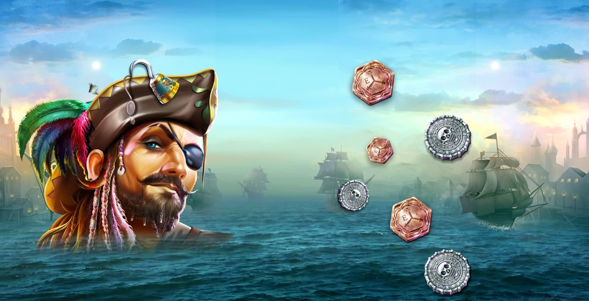 Pirate Gold Slot Game Pirates slots with pirates Pirate Ship Gaming MrQ online casino real money bets treasure chest old coins