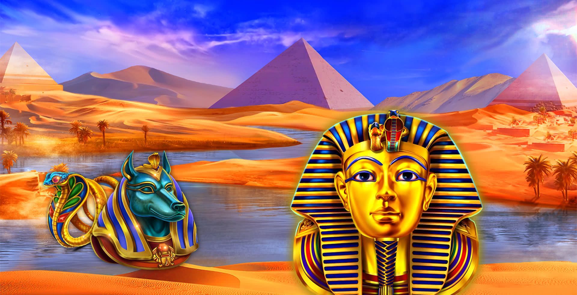 Pyramid King slot game Ancient Egyptian games Pharoah Egypt games MrQ online casino real money bets desert gaming Pyramids